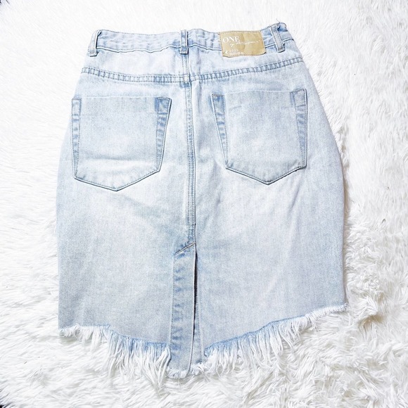 One by One Teaspoon Light Wash Denim Button Down Skirt SZ0 EU32 - Picture 2 of 7
